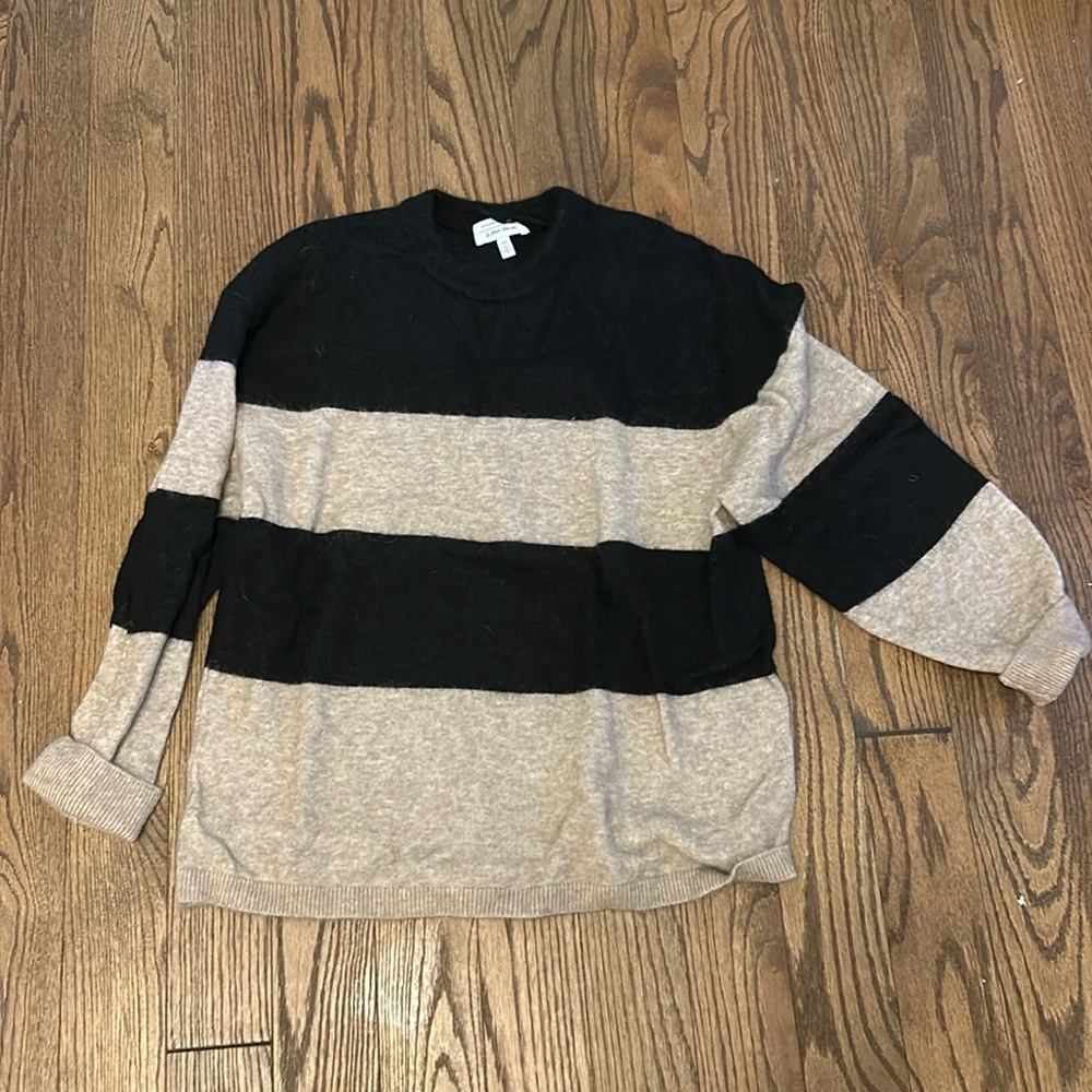 Beige and black striped sweater